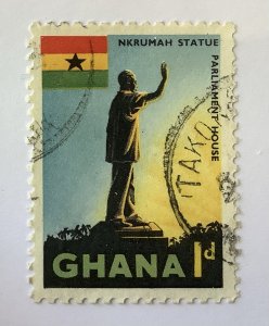 Ghana 1959 Scott 49 used - 1p, National Symbols, Nkrumah Statue in Accra