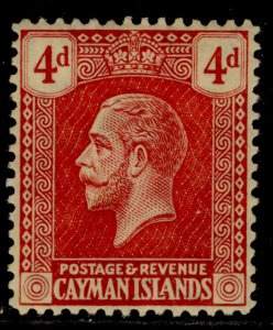 CAYMAN ISLANDS GV SG62, 4d red/yellow, LH MINT.