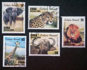 CUBA Sc# 4508-4512  AFRICAN ANIMALS zoo giraffe CPL SET of 5  2005  used / cto