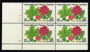 US #2014 International Peace Garden P# Blk of 4, MNH (2.75)