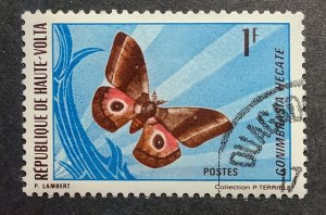 Upper Volta 1971 Scott 244 CTO - 1F, Native Butterfly, African Emperor Moth
