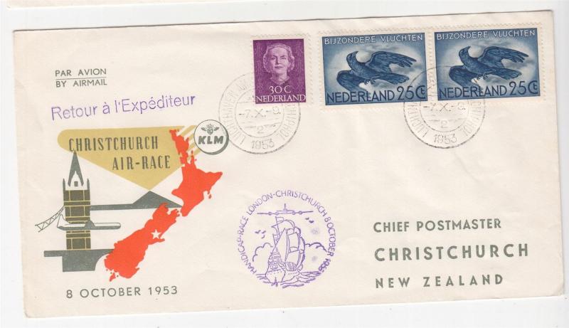 NETHERLANDS, 1953 Christchurch, New Zealand Air Race cover.