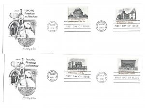 1928-31 Architecture 1981 Artmaster, set of four, FDCs