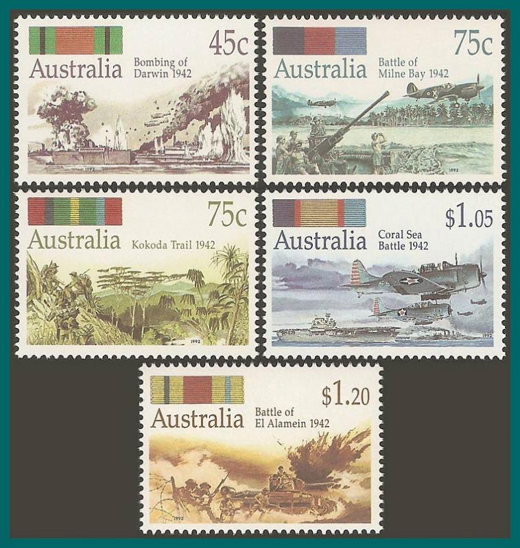 Australia  1992 World War II, MNH  #1253-1257,SG1338-SG1342