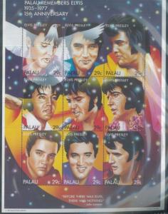 ELVIS 15th Anniversary Mini Sheet of 9 MNH - PALAU E1