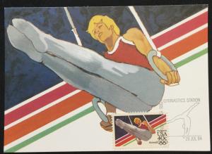 USPS Maxi Card #C106 Los Angeles Olympics Gymnast PM at Gym Station 29Jul84