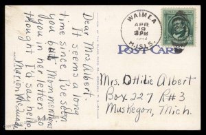 USA 1940 WAIMEA Cancel Honolulu Hawaii Color PPC USED Cover Territorial 97025