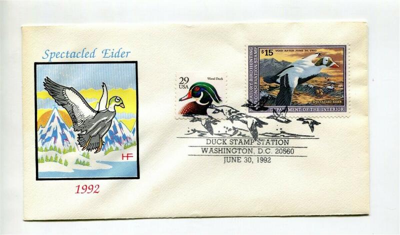 1992 DUCK STAMP Used of First Day Cover - NICE face $15.00