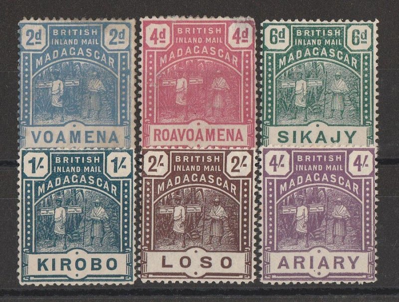 MADAGASCAR - BRITISH CONSULAR 1895 British Mail Runners set 2d to 4/-.  