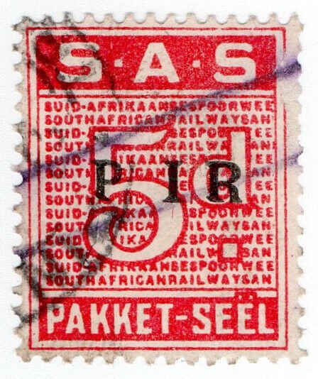 (I.B) South Africa Railways : Parcel Stamp 5d (Afrikaans)