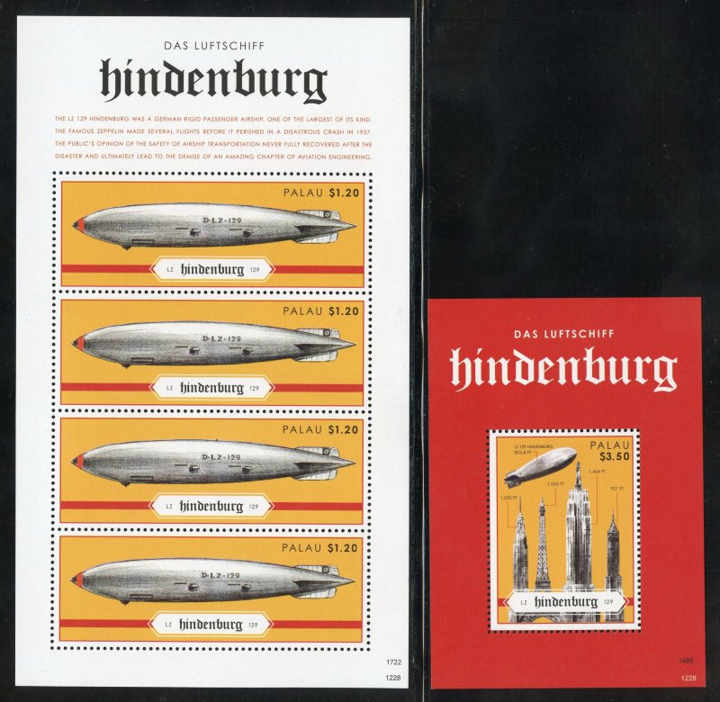 Palau 1125-26 MNH The Hindenburg. Souvenir Sheets  from 2012