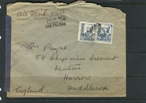 SPAIN; 1930s early fine CENSOR LETTER/COVER to Harrow UK;