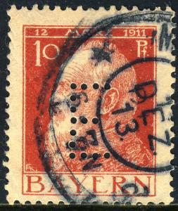 BAVIÈRE / BAYERN - 1913 - Mi.Dienst 8.IV mit LOCHUNG  E  gebraucht MÜNCHEN