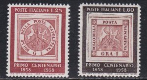 Italy # 752-753, Naples Stamp Centenary, Stamp on Stamp, NH