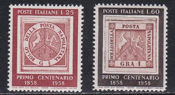 Italy # 752-753, Naples Stamp Centenary, Stamp on Stamp, NH