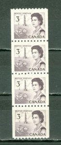 CANADA 1967 CENTENIALS #466 COIL  STRIP of 4  MNH