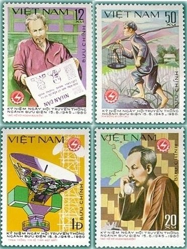 Vietnam 1980 MNH Stamps Scott 1078-1081 Ho Chi Minh Post Office Birds Newspaper