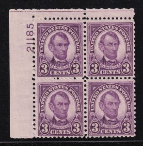 1934 reissue Abraham Lincoln Sc 635a MNH plate block of 4 (1B