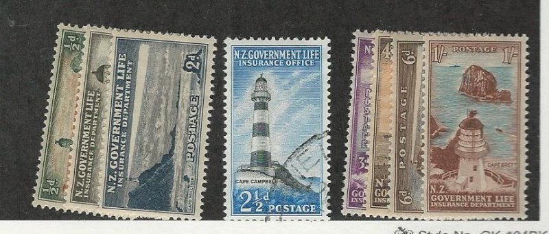 New Zealand, Postage Stamp, #OY29-OY36 Mint Hinged (32 Used),  Lighthouse