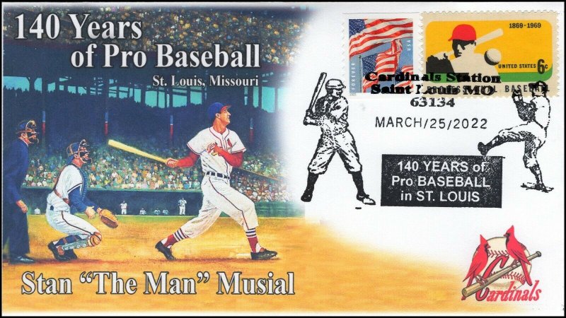 22-080, 2022, 140 years of pro baseball, Event Cover, Pictorial Postmark, St. Lo