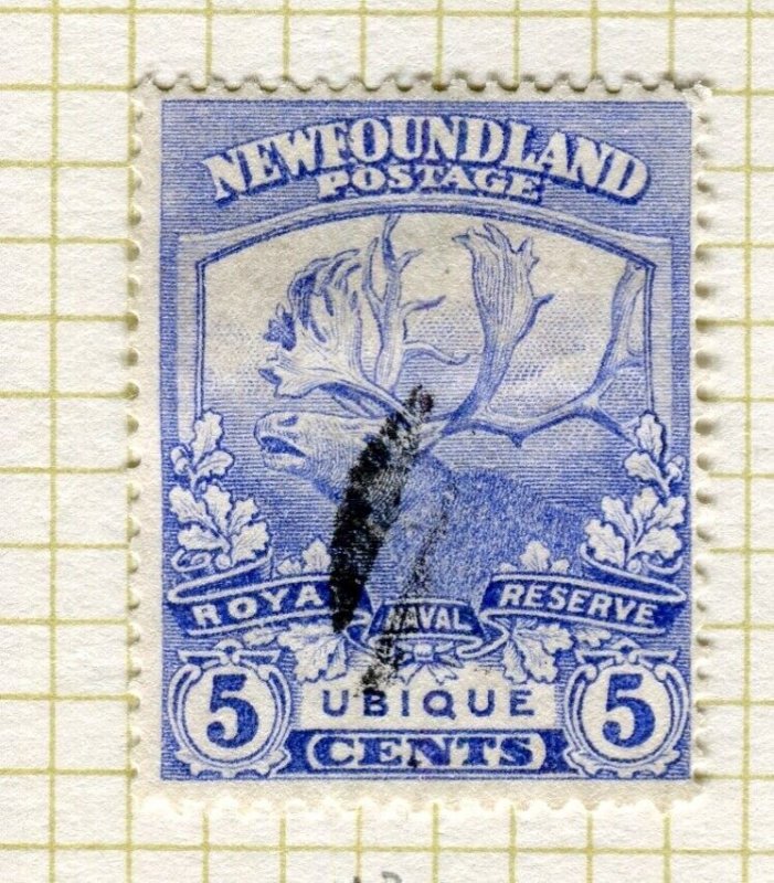 CANADA NEWFOUNDLAND; 1919 early caribou Series issue used 5c. value