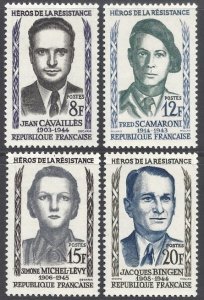 France #879-82 Heroes of WWII (1958) VF NH