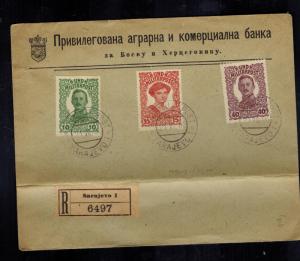 1918 Sarajevo Yugoslavia KUK Registered Cover Military Post Stamps