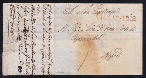 Turkey Italy 1765 Smyrna Naples DISINFECTED Forwarded Stampless FL GERMANIA