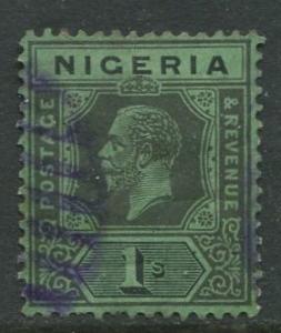 Nigeria -Scott 29 - KGV Definitive - 1921 - Used - Single 1/- Stamp