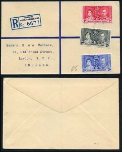 Somaliland 1937 Coronation on a Cover