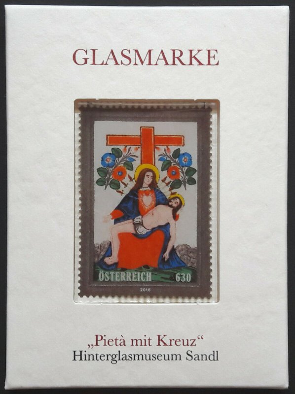 2016 Austria Pieta and Cross, First Glass Stamp, VF/MNH very beautiful! LOOK!