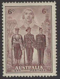 AUSTRALIA SG199 1940 6d BROWN-PURPLE MTD MINT 