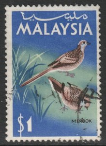 Malaysia Federation Scott 24 - SG24, 1965 Birds $1 used
