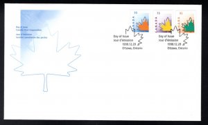 1684, 1685, 1686, Scott, FDC, Canada, Maple Leaf, 55c, 73c, 95c, 1998 Dec 28