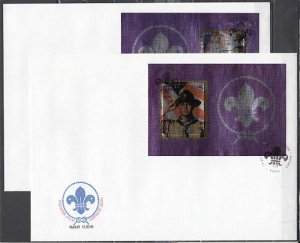 Touva, 2000 Russian Local. N. Rockwell`s Scout on 2 Metallic s/sheets. 2 FDC. ^