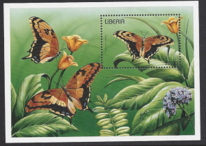 Liberia #1209  MNH ss, butterfly , issued 1996