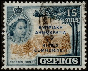 Cyprus 187 - Used - 15m Troodos Forest (Ovpt) (1960) (cv $0.50)