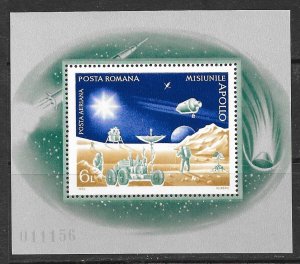 ROMANIA Sc C192 NH SOUVENIR SHEET of 1972 - SPACE - MOON LANDING 