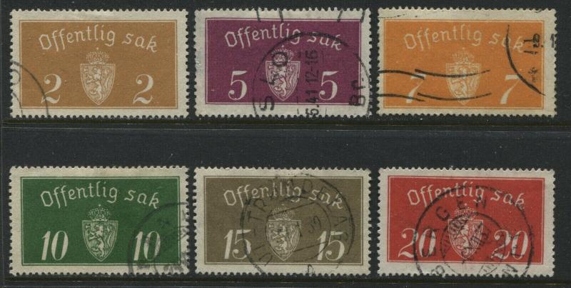 Norway 1933 Officials 2 ore to 20 ore used