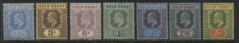 Gold Coast KEVII 1908-13 2 1/2d to 5/ mint o.g.