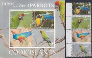 Cook Is. MNH Sc 1650-54 Mi 2265-68 BK 276 Value 190 Euro Parrots