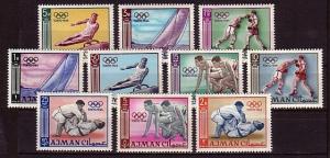 Ajman, Mi cat. 31-40 A. Tokyo Olympics issue. ^