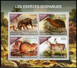 TOGO 2019 ENDANGERED ANIMALS SHEET MINT NEVER HINGED