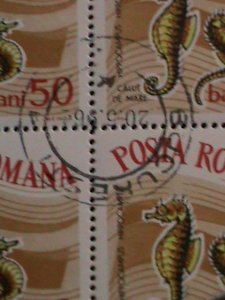 ​ROMANIA 1964 SC#1639 SEA HORSES- CTO BLOCK-FANCY CANCEL WE SHIP TO WORLDWIDE