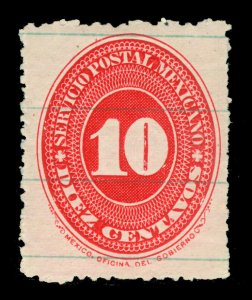 MEXICO 1887  Numeral of Value  10c scarlet - perf. 12 -  Scott # 199  mint MH