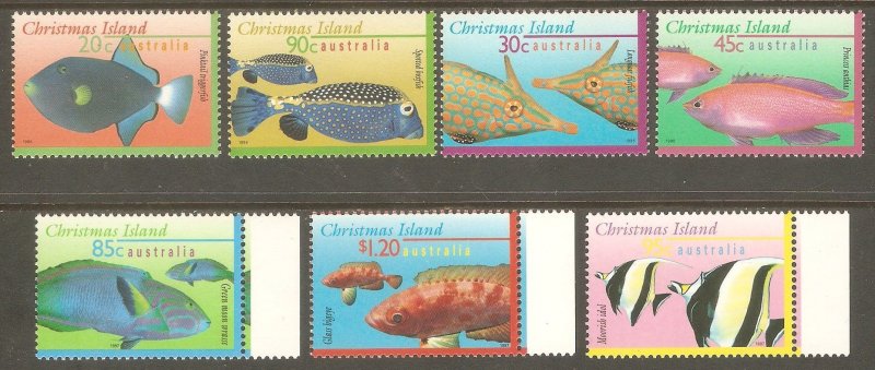 CHRISTMAS ISLAND Sc# 381 - 387 MNH FVF Set of 7 Various Fish Marine Life