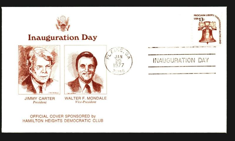 1977 Carter Mondale Inauguration Cover - Artcraft / Plains GA CDS - Z14292