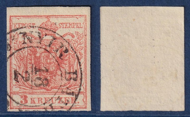 Austria - 1854 - Scott #3e - used - NYIR BATHOR pmk Hungary