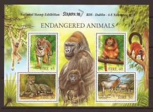 1998 Ireland - Sc 1156b - MNH VF - Mini Sheet - Endangered Animals