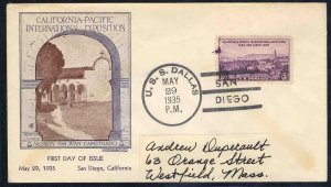 United States First Day Covers #773-7a, 1935 3c California, Grandy cachet in ...